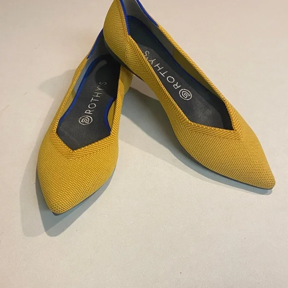 ROTHY’S RETIRED THE POINT MARIGOLD YELLOW POINTED TOE FLATS BALLET WOMEN SZ 8.5 - Picture 11 of 11